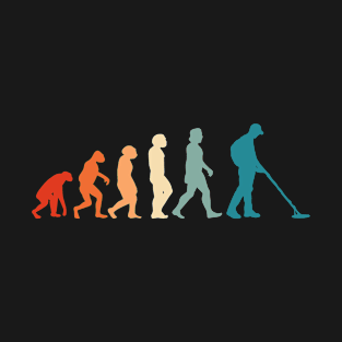 Evolution Of A Detectorist With Retro Colors - Metal Detecting T-Shirt