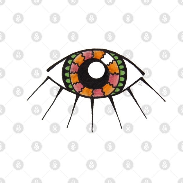 Boho Eye - Pink, Orange and Green by Elinaana