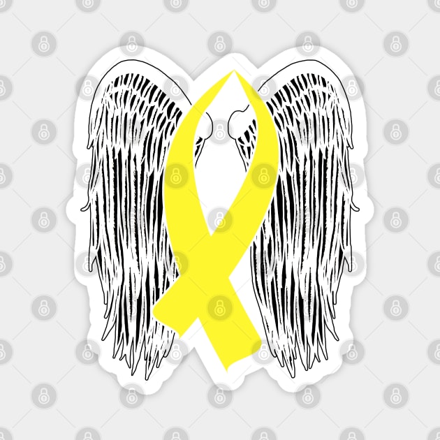 Winged Awareness Ribbon (Yellow) Magnet by BlakCircleGirl