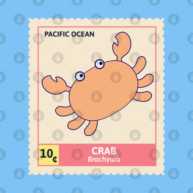 Kawaii Cute Orange Crab, Ocean Stamp Collection, Crab Lover by vystudio