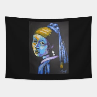 Girl With A Pearl Earring And Yellow Scarf - Portrait Tapestry