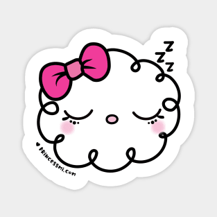 sleeping cloud with pink ribbon Magnet