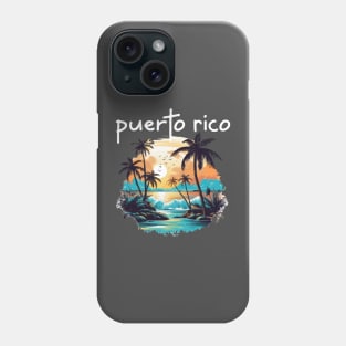 Puerto Rico - Beach Scene (White Lettering) Phone Case