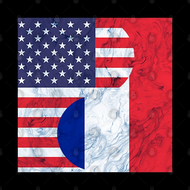 USA France Dual Yin Yang Flag by Family Heritage Gifts