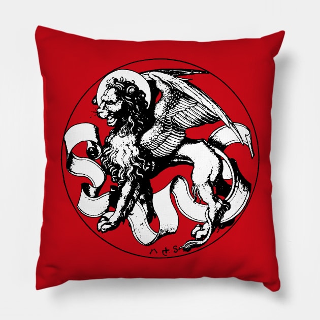 15th Century St Mark's Emblem Winged Lion Pillow by Pixelchicken
