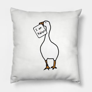 Goose Gamer with Stolen Karen Meme Sign Pillow