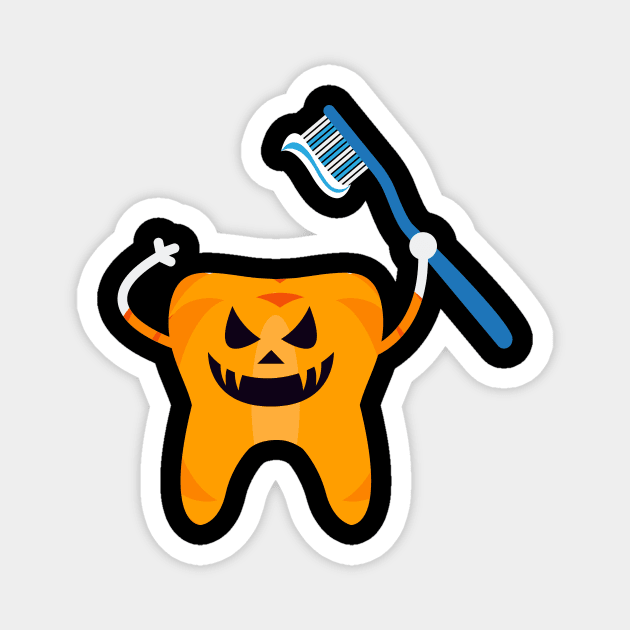 Halloween Tooth Pumpkin Dentist Gift Magnet by Walkowiakvandersteen