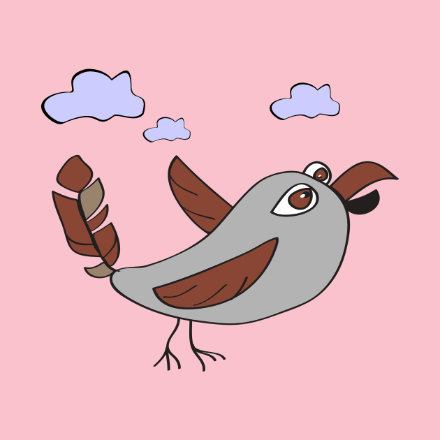 Sparrow Funny Character Crazy Bird Primitive Style Cartoon by VerPaxArt Amazing Prints