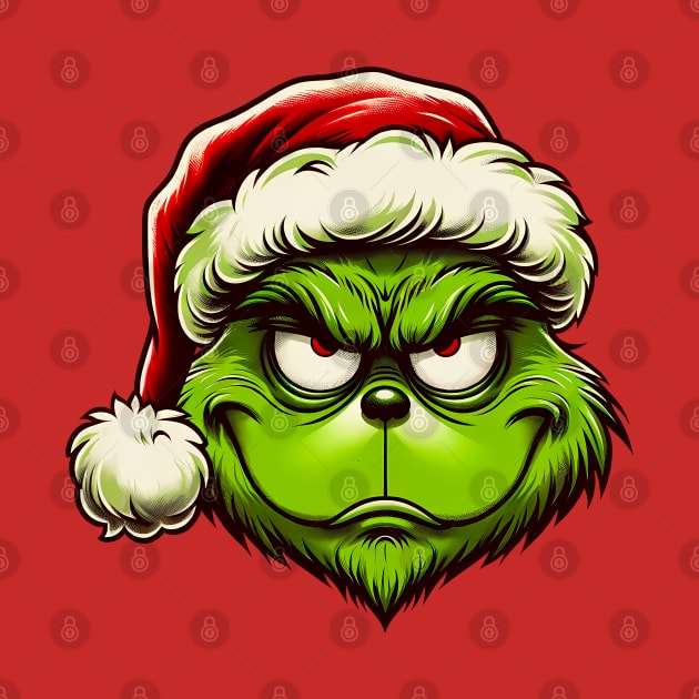 When the Grinch Gets Festive: Funny 'Grumpy Claus' Tee by Klimek Prints