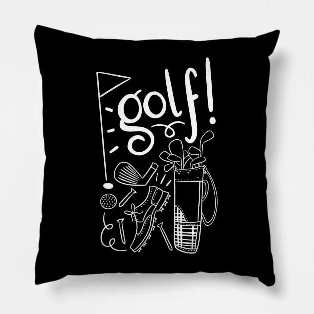 Golf_in white lettering Pillow by nataliagonzalez