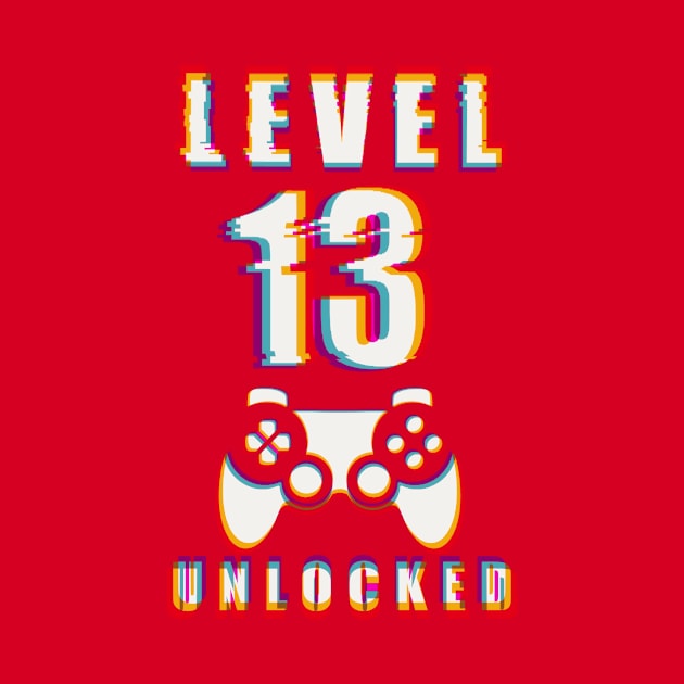 LEVEL 13 UNLOCKED- Funny Glitch Effect Game Controller Design by IceTees