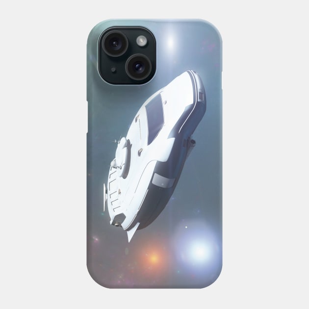 A Spaceship flying in the deep space. Phone Case by Ryan Rad