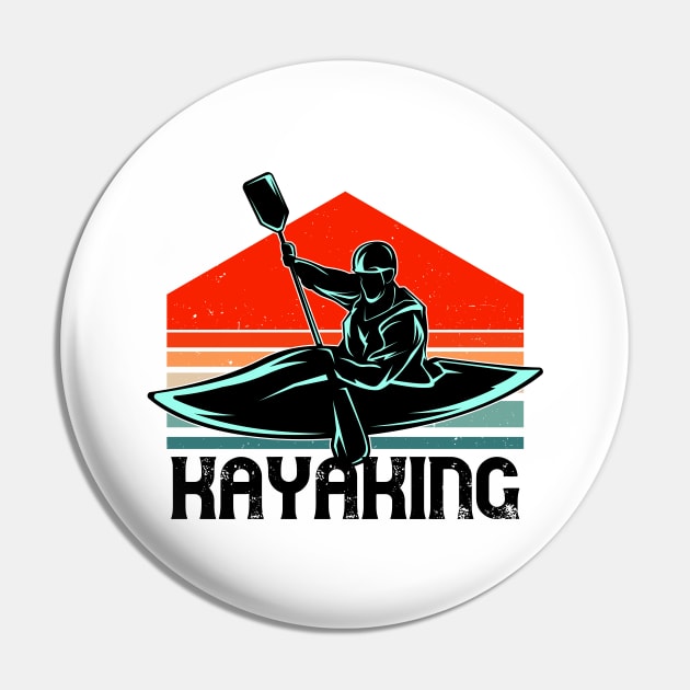 Kayak River Paddling Vintage Kayaking Canoeists Pin by Foxxy Merch