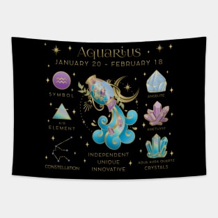 Crystal Zodiac Aquarius Collage Tapestry