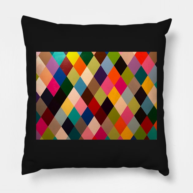 Hard Edge Diamonds Multicolor Pillow by JossSperdutoArt