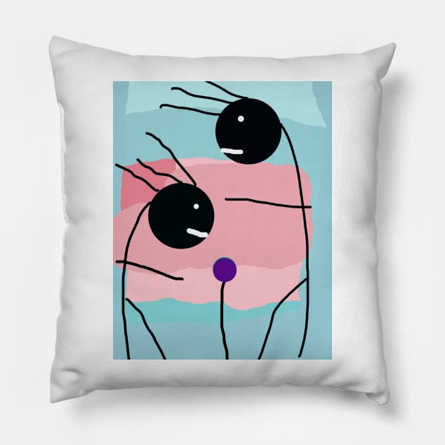 Parent Child Flower Stick Figure Pillow by Eigo Wild