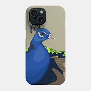 Peacock Illustration Looking to the Side Phone Case