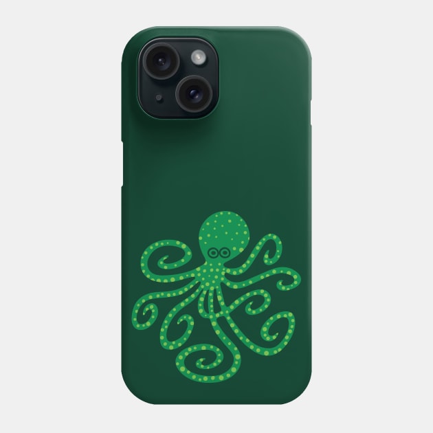 GREEN OCTOPUS Funny Undersea Ocean Creature with Tentacles - UnBlink Studio by Jackie Tahara Phone Case by UnBlink Studio by Jackie Tahara