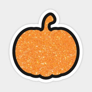 Light Orange Faux Glitter Halloween Pumpkin Magnet