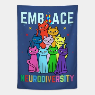 COLORED CATS EMBRACING NEURODIVERSITY Tapestry