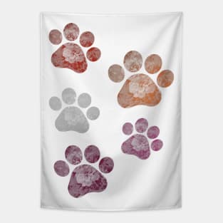 Subtle Floral Paw Prints Flag Tapestry