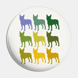 Boston Terrier Dogs in Rainbow Colors Pin