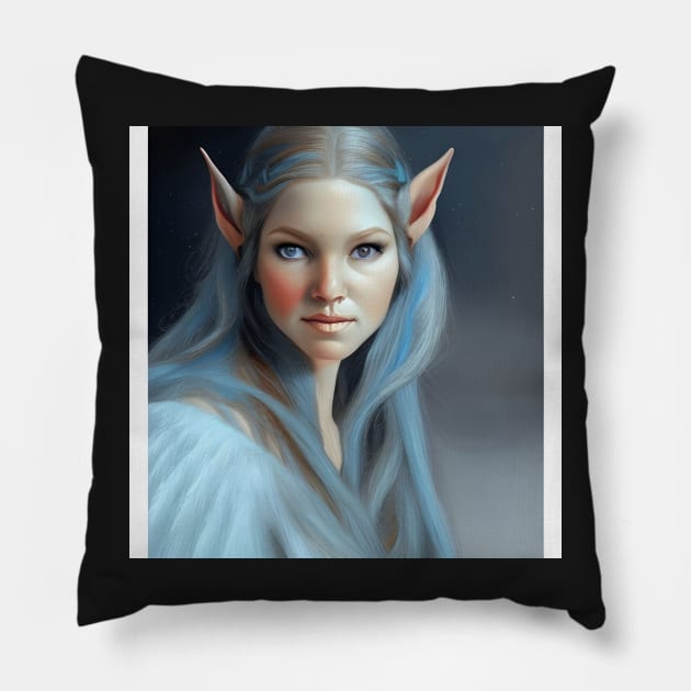 Portrait of an Elven Ice Princess Pillow by Colin-Bentham