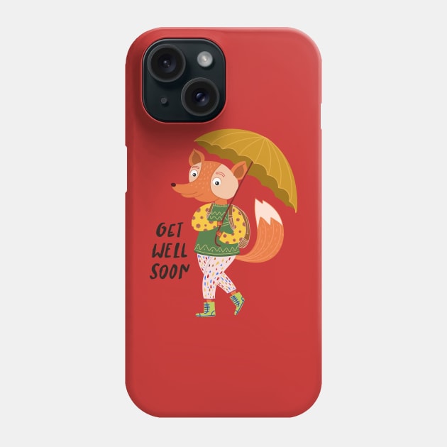 get well soon fox Phone Case by Mako Design 