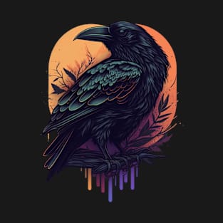 Raven Graphic Goth Black Crow T-Shirt