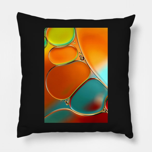 Oil & Water Abstract in Orange Pillow by SharonJ