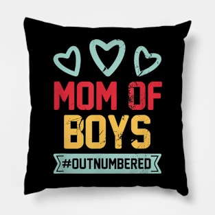 Mom Of Boys Outnumbered Mom Parents Pillow