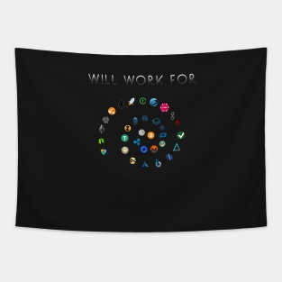 Will Work For Crypto Cryptocurrency Blockchain Design Tapestry