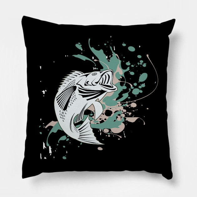 Amazing T-shirt design for fishing man Pillow by RASCREATION 