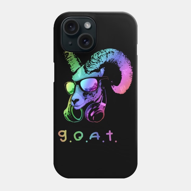 The GOAT Cool and Funny Music Animal with Headphones and Sunglasses Phone Case by Nerd_art