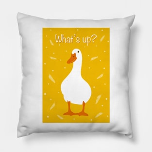 What’s up duck? White Pekin Duck with feathers and polka  dots Pillow