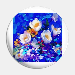 Delicate Bouquet on Cobalt Blue Pin