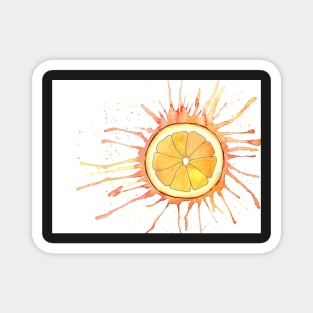 "Splash" Orange Slice Watercolor and Ink Painting Magnet