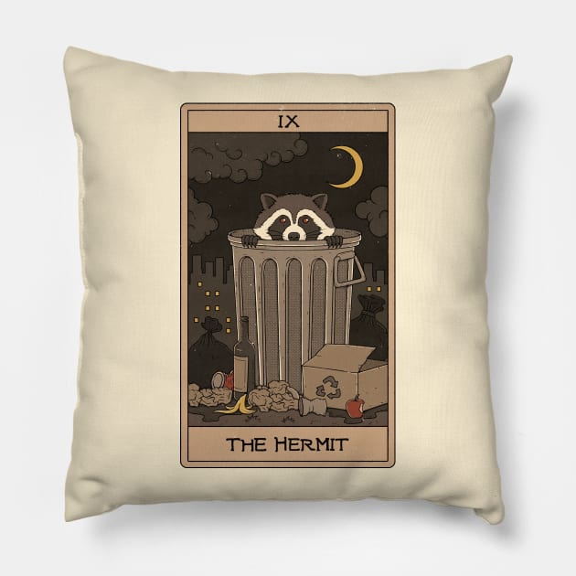 The Hermit -  Raccoons Tarot Pillow by thiagocorrea