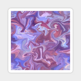 Fantasy Unicorn Silk Marble - Lilac Purple, Cornflower Blue, and Soft Pink Liquid Paint Pattern Magnet