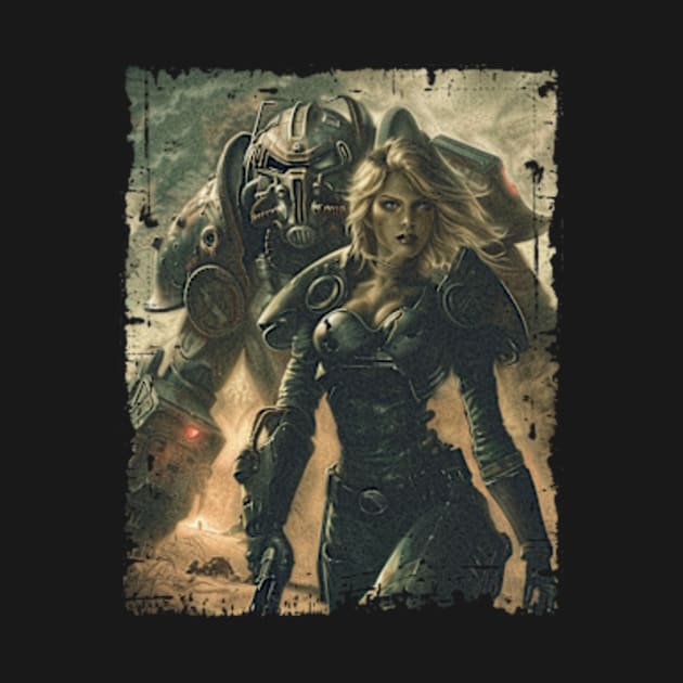 Woman and Beast in Power Armor Fallout Poster by Vlaa