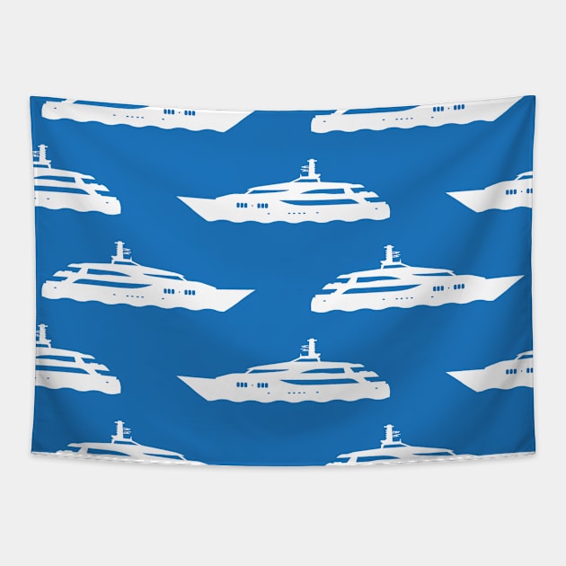 Blue Yacht Print Tapestry by NewburyBoutique