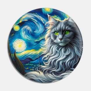 Nebelung Starry Night Inspired - Artistic Cat Pin