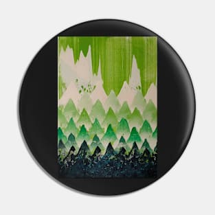 Oil painting abstract  pine forest and mountain GREEN style Pin