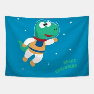 Funny dinosaur in space. Dinosaur in outer space Tapestry