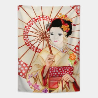 Watercolor - Japanese geisha Tapestry