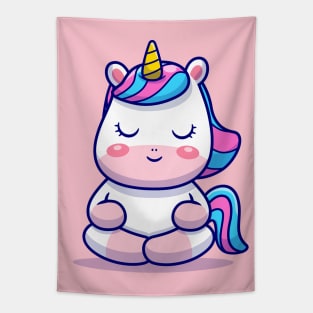 Cute Unicorn Meditation Tapestry