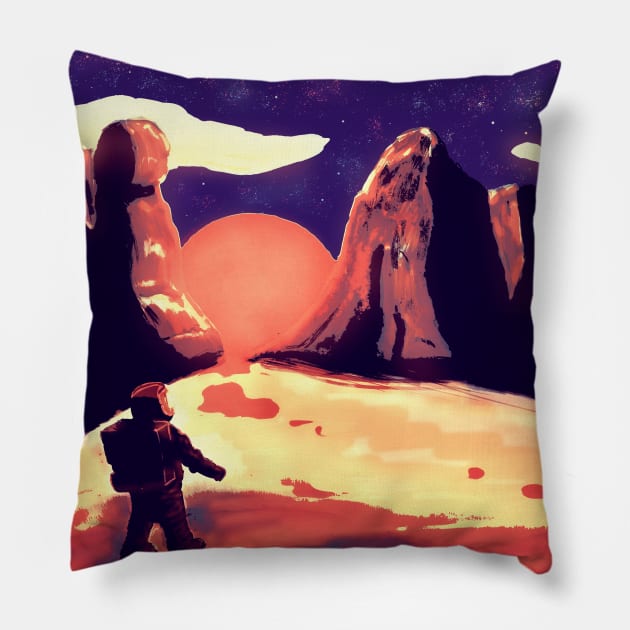 Spaceman's Off World Adventures Pillow by Cobb's Creations