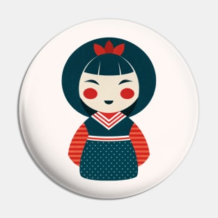 Kokeshi Doll Geisha Girl Pin