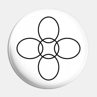 Flower Circle (Black Petals on White) Pin