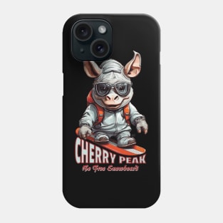 Cute Rhinoceros Cherry Peak Snowboard Phone Case